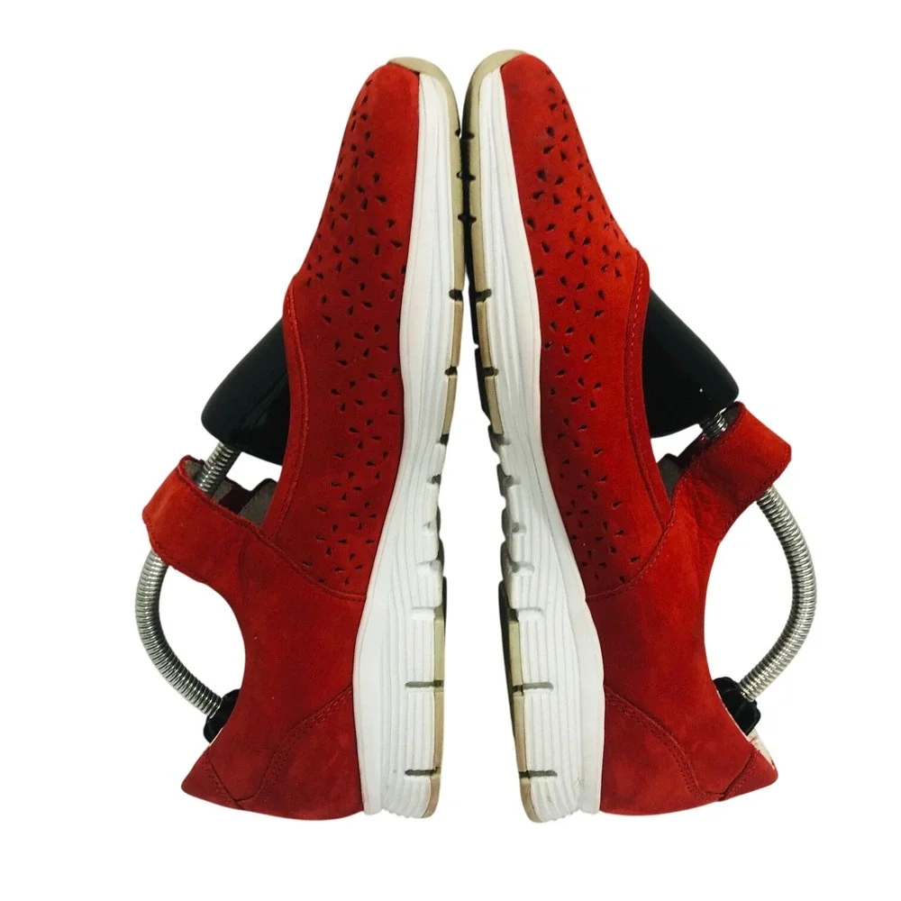 Mephisto Red Mary Jane Shoes Sneakers Perforate Walking Vaca Minimalist Womens 8